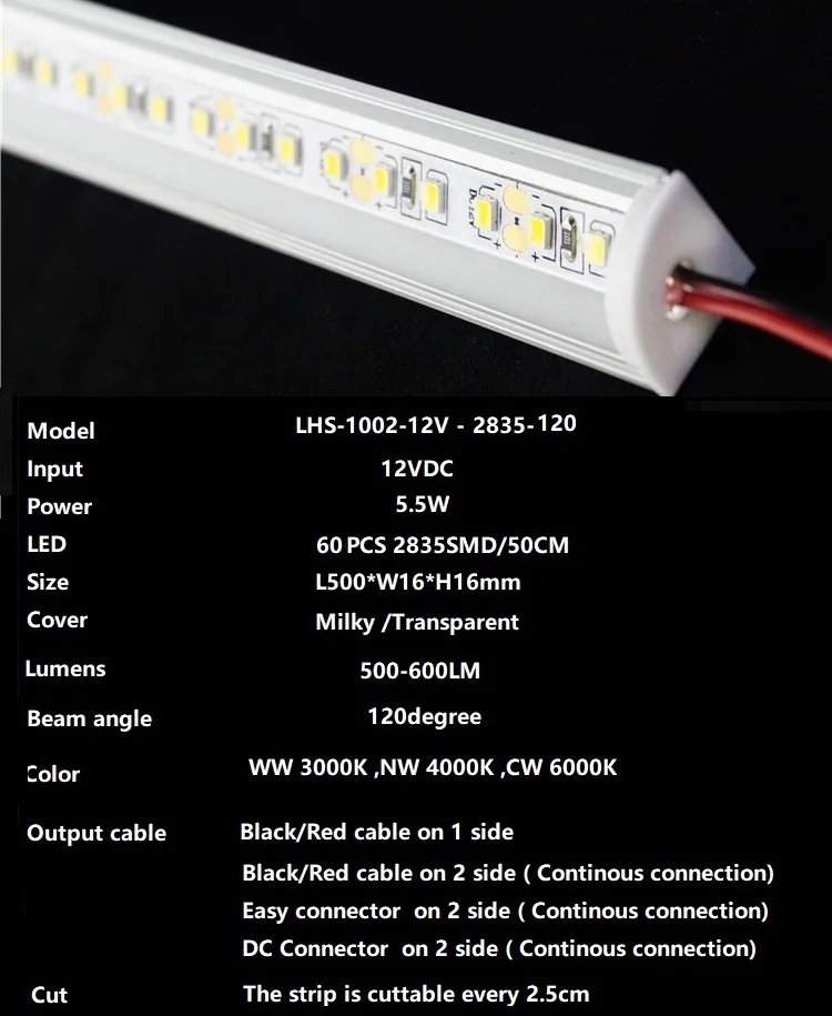 5 шт. в партии 12VDC 50 см 20 дюймов светодиодный шкаф бар светильник, Диод Невидимый угловой профиль с 5050 2835 ленты, V Форма жесткая полоса