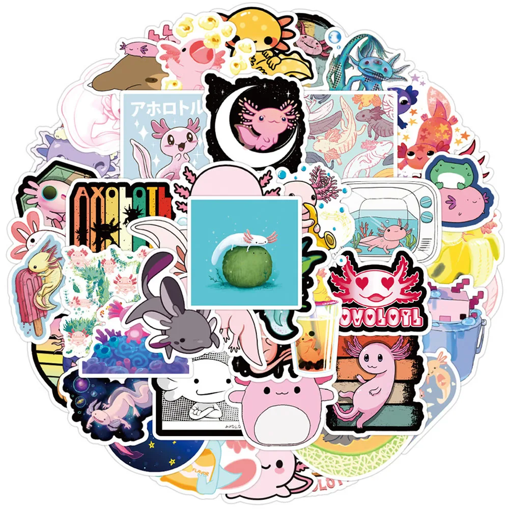 103050pcs cute animal axolotl graffiti stickers cartoon decals kids toy diy diary suitcase scrapbook phone laptop car sticker free global shipping