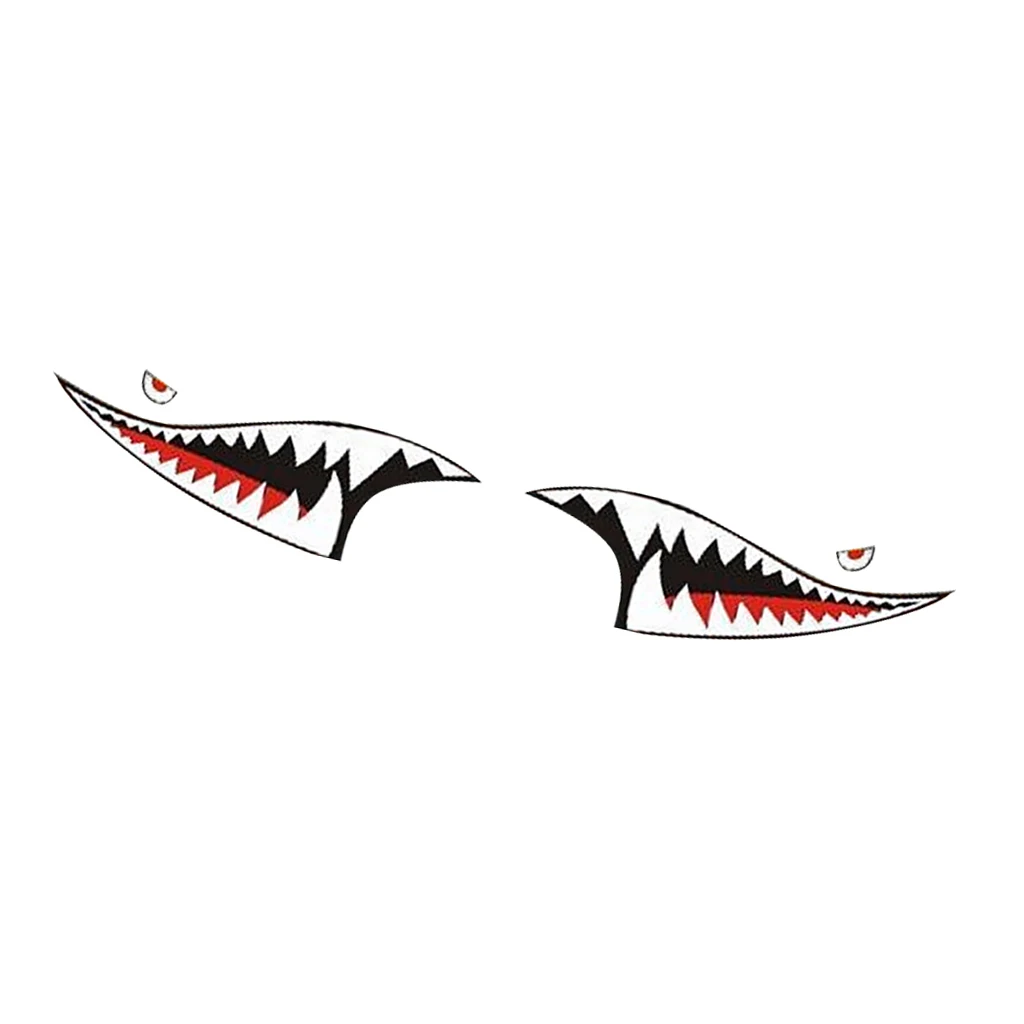 

High Quality 2Pcs 38*13CM Waterproof DIY Shark Mouth Vinyl Car Decal A