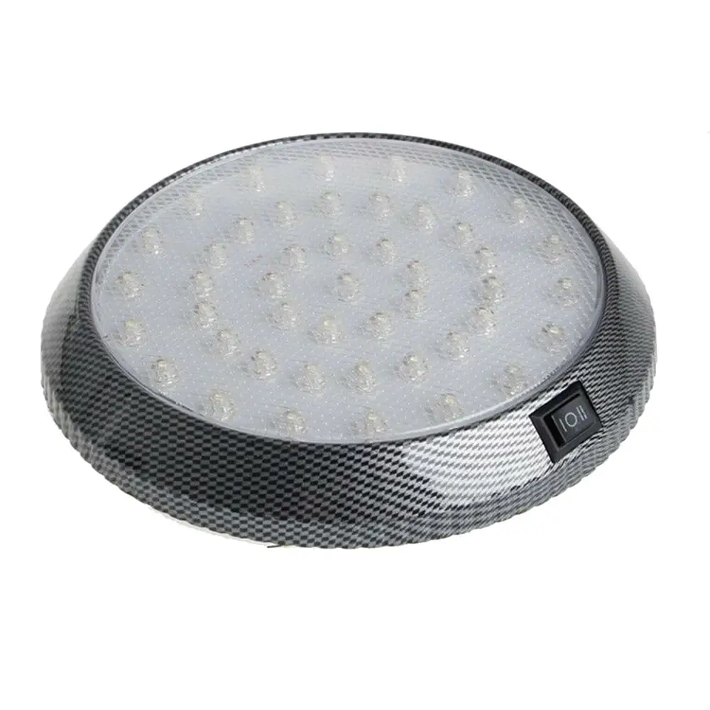 

46 LED Car Vehicle Interior Dome Light Indoor Roof Ceiling Lamp White 12V LED Carbon Grain Round Roof Light