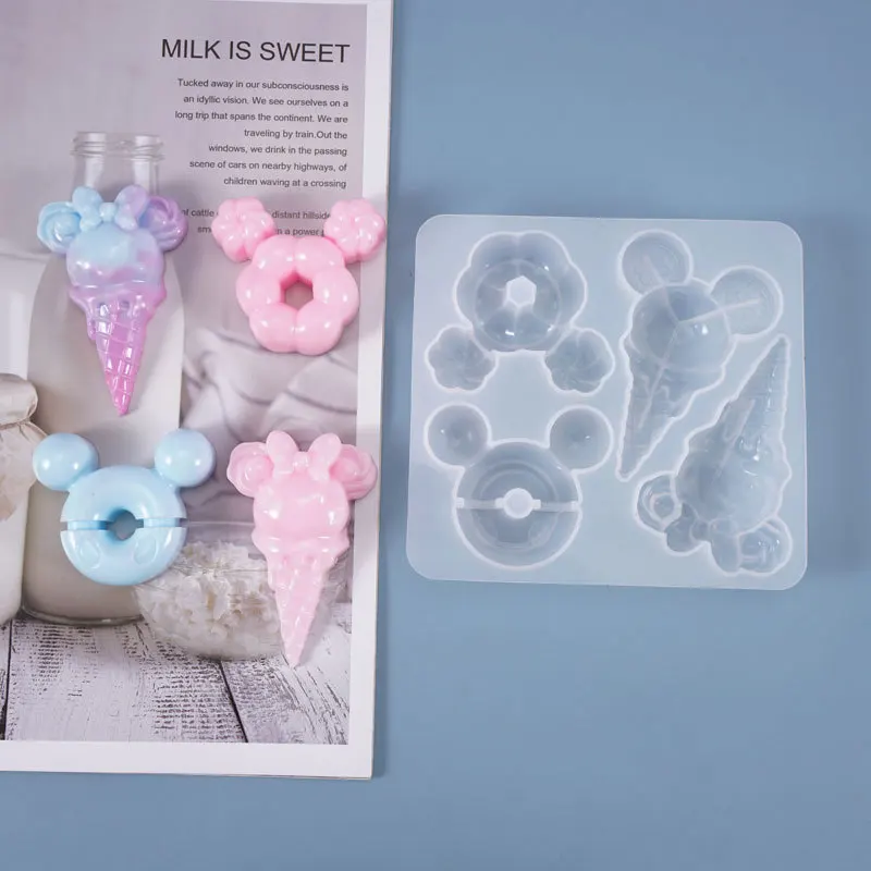 

DIY Crystal Epoxy Resin Mold Ice Cream Donut Pendant Decoration Silicone Mold Fondant Molds for Cake Decorating