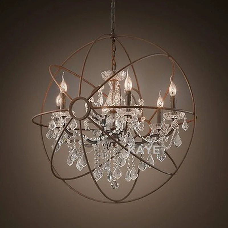 Бесплатная доставка винтажная хрустальная люстра Orb светильник черные свечи