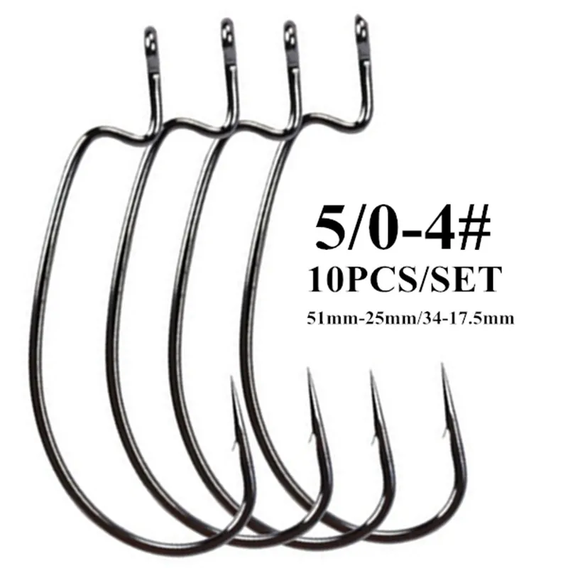 10 шт. рыболовные крючки из углеродистой стали с широким коленчатым крючком для