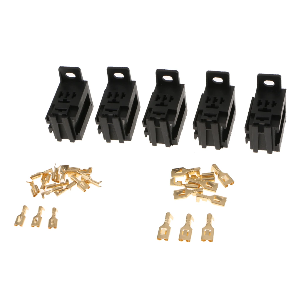 

5 Pcs Connector 4-Pin Auto Automotive Relay Socket & Terminals For Truck RV Motorhome Caravan Yacht Boat Car Accessories
