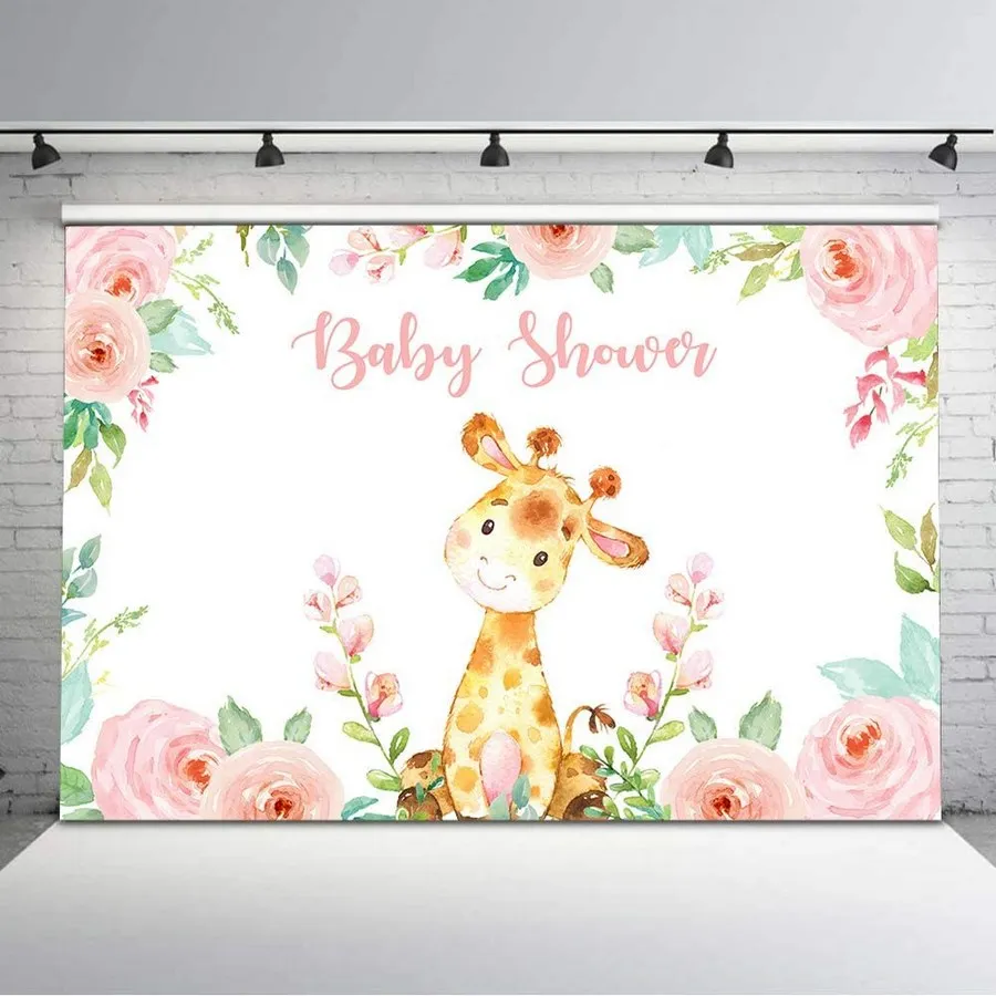 

Baby Shower Backdrop Cartoon Deer Squirrel Photography Backgrounds Newborn Birthday Party Decor Photo Booth Studio Prop