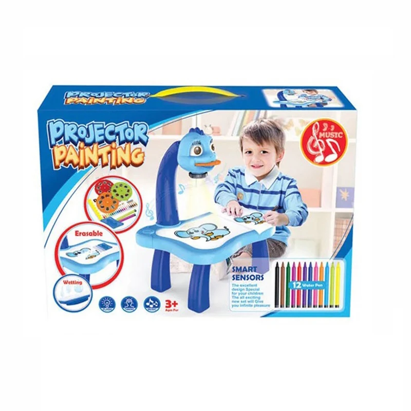 

Kids Learning Painting Table With Light Music Smart Projector Toy Children Educational Interactive Tool Drawing Table Desk Gift