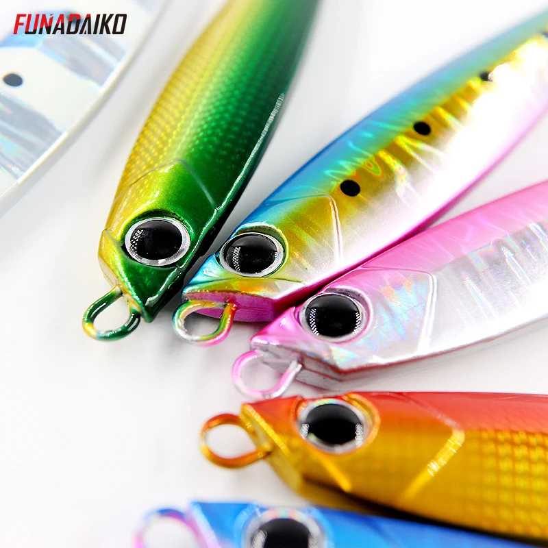 FUNADAIKO бросок с берега медленно, дергающаяся приманка, seafishing литье джиг искусственный блестящие люминисцентные приманки, а так же 30 г, 40 г, 60 г boatfishing джиг-приманки