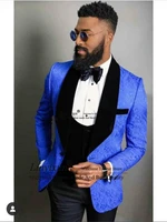 royal blue floral black vest pant men suits wedding tuxedo groom slim fit terno masculino prom blazer 3 pieces costume homme