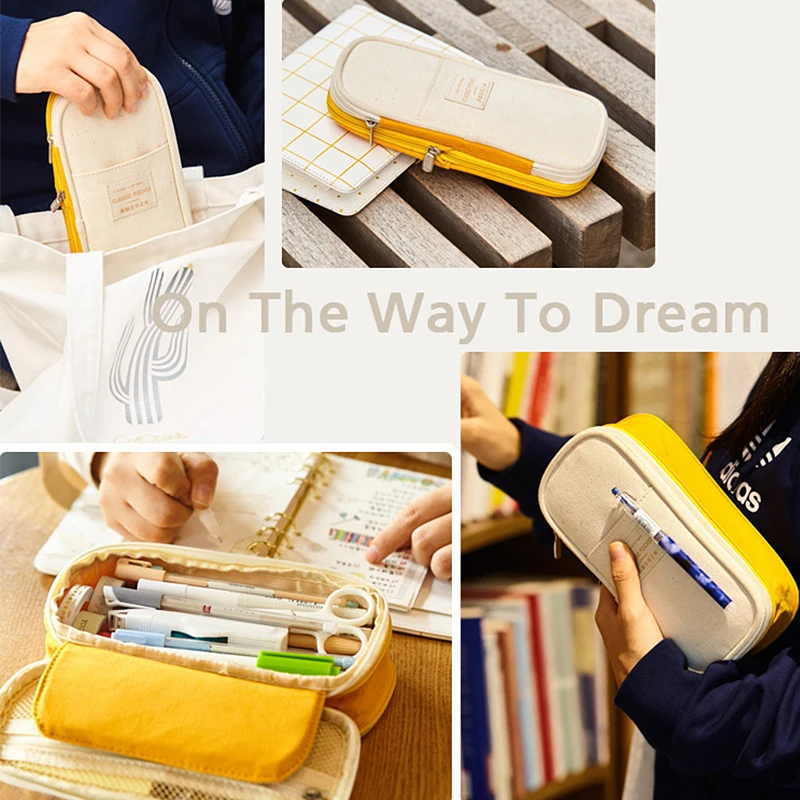 Кавайный чехол для карандаша макарон цветной холст стрейч двухслойный пенал