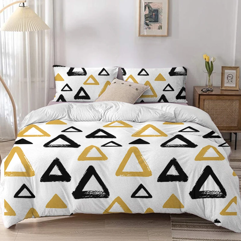 

Cute Duvet Cover with Pillowcase Simple Geometric Printing Bedding Set King Queen Twin Single Double Bed Set Quilt Cover Kids