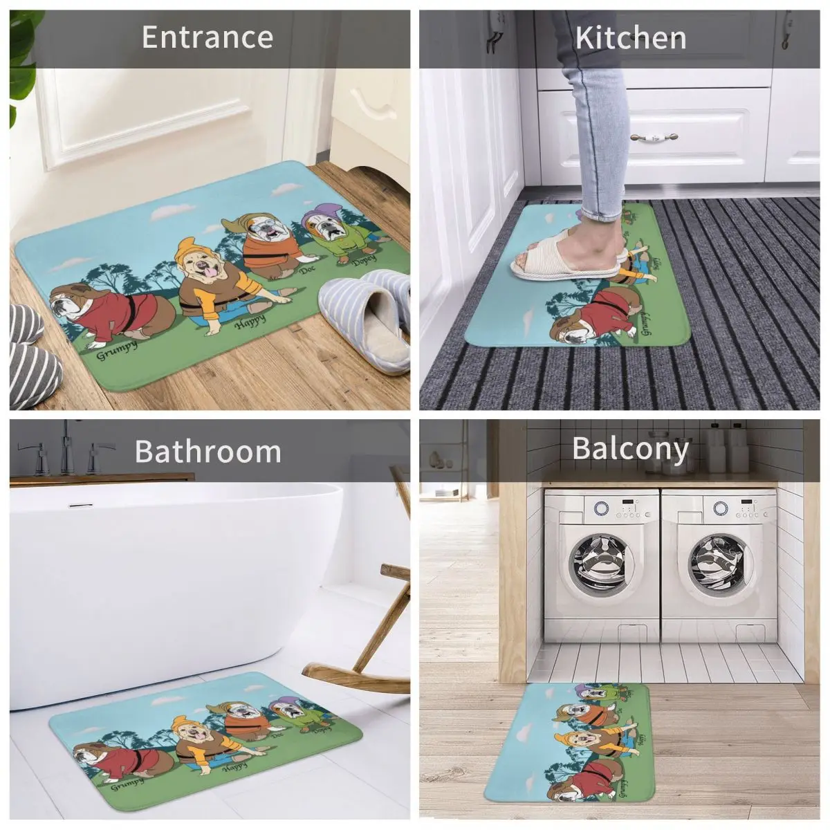 Коврик с изображением бульдога гномов коврик для ног ванной нескользящий входа