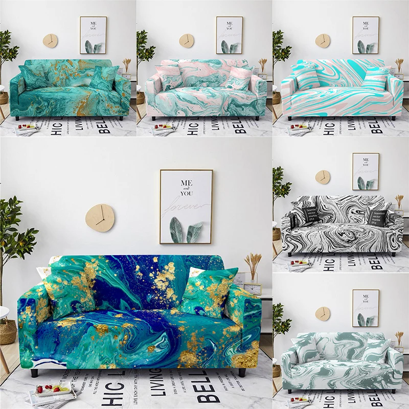Чехол для дивана с мраморным узором растягивающийся чехол спандекс защитный