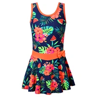 baohulu sleeveless girls swimsuit one piece bathing suit with skirt beach dress new arrive floral swimwear summer swimming suit