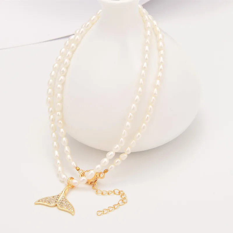 

Sl Oksana Handmade 14K Gold Whale Design Natural Trendy Fine Pendant Necklace Fashion Pearl Jewelry For Women Accessories Gift