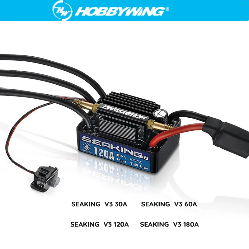 

Original Hobbywing SeaKing V3 Water proof 30A/60A/130A/180A 2-6S Lipo Speed Controller 6V BEC Brushless ESC for RC Racing Boat