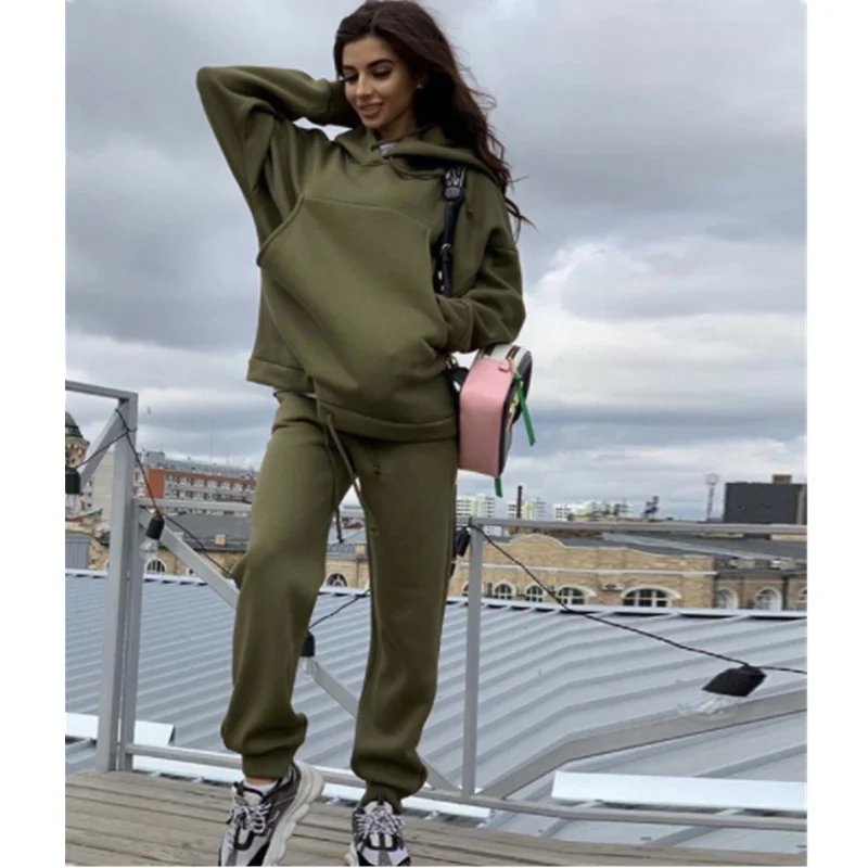 

Женский костюм Спортивная одежда большая Новинка карманы с длинным рукавом спортивная однотонная повседневная женская одежда