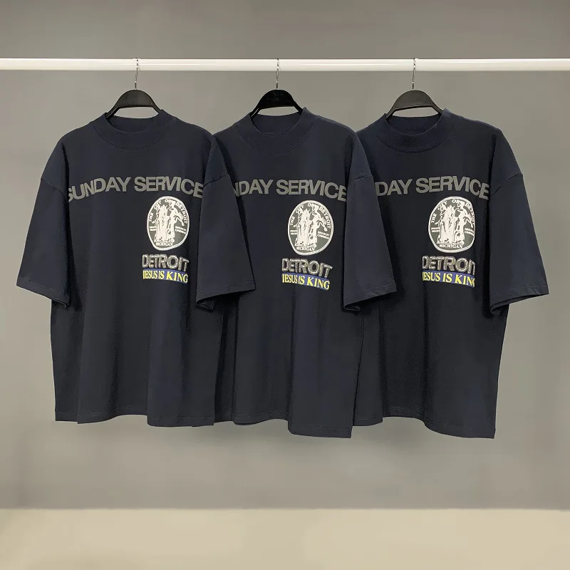 

Summer Men's T-shirt Jerry Lorenzo High Street Brand Reflective Logo Cotton Tee Hip Hop Loose Oversize Unisex Short Sleeve