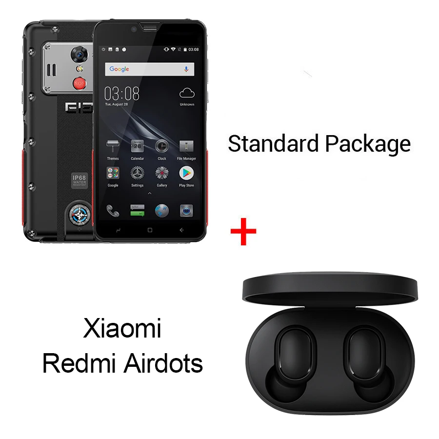 Black N Rmi Airdots Elephone Soldier 5,5 ''Android 8,0 смартфон 4 Гб 128 ГБ MTKX25 Deca core 16:9 полноэкранный 5000 мАч мобильный телефон с боковым отпечатком пальца - Цвет: Black N Rmi Airdots