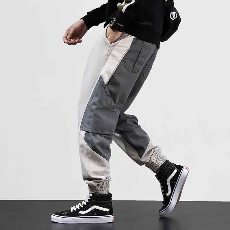 Модная уличная одежда мужские джинсы черный серый цвет свободные сшитые