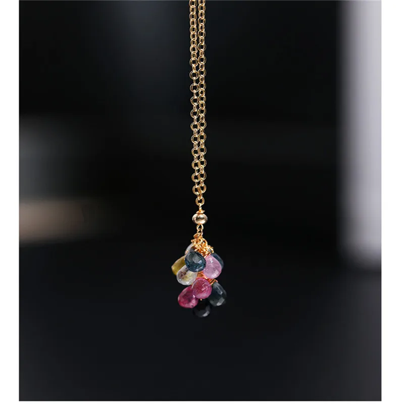 DMBS042 цветной сапфировый кулон женский день подлинное желтое 14K золото инъекция