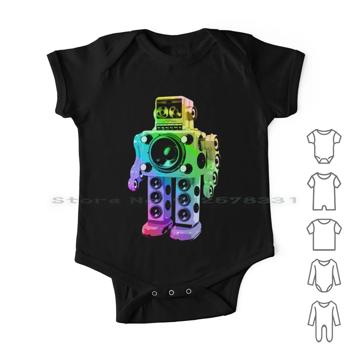 Boombox Robot Newborn Baby Clothes Rompers Cotton Jumpsuits Boombox Robot Ghettoblaster Ghetto Blaster Music Robot Speakers