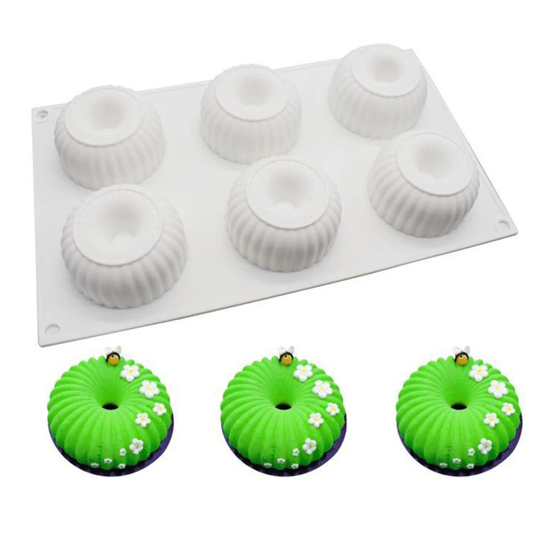 6 Cavities Strip Circle Silicone Soap Mold For DIY Handmade Candle Cake Molds |