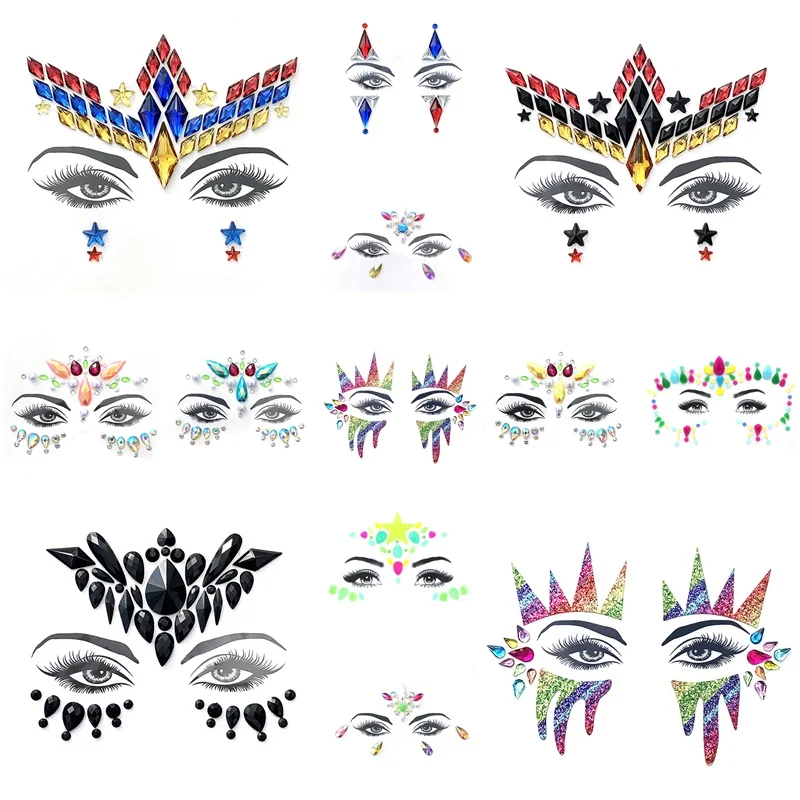 Наклейки с кристаллами Act для лица светящиеся Блестки глаз временные тату