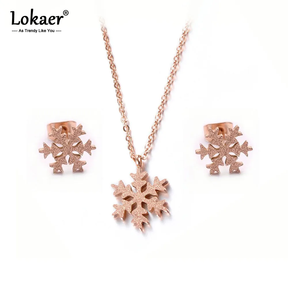 Lokaer модные матовые снежинки цепочки и звенья ожерелья серьги Ювелирные наборы из