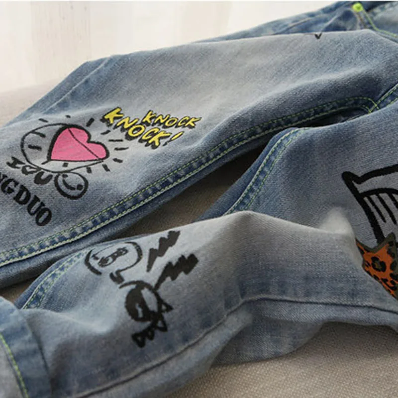 Осенне-зимние джинсовые брюки 2019 джинсы для детей дизайнерские осенне-зимние
