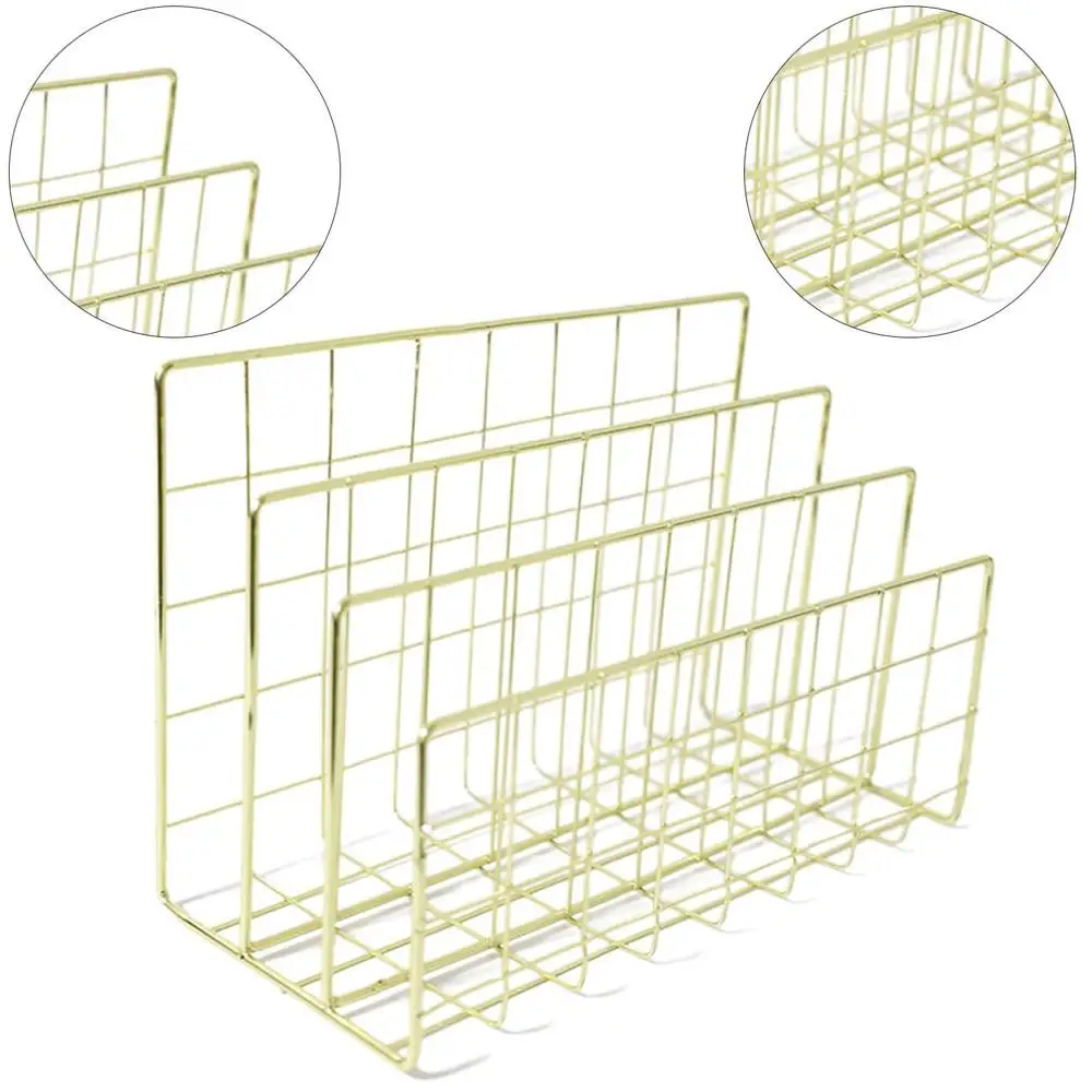 Железная металлическая книжная полка с тремя решетками креативная Подставка для