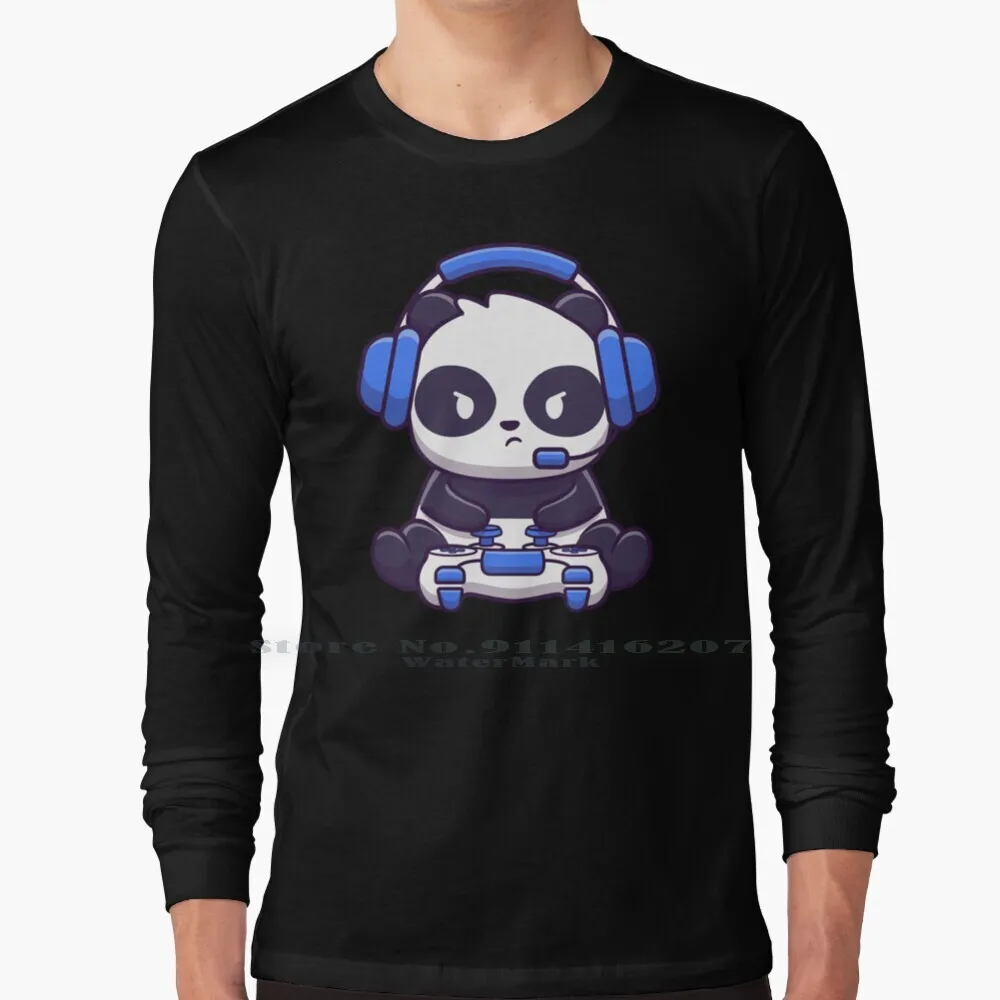 Gaming Panda T Shirt 100% Pure Cotton Panda Bamboo Bear Bears Color Colorful Cartoon Animal Cap Heart Panda Bear Pandas Cub