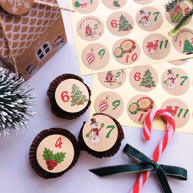 96 шт. рождественский подарок наклейки Рождественский Адвент календарь цифры