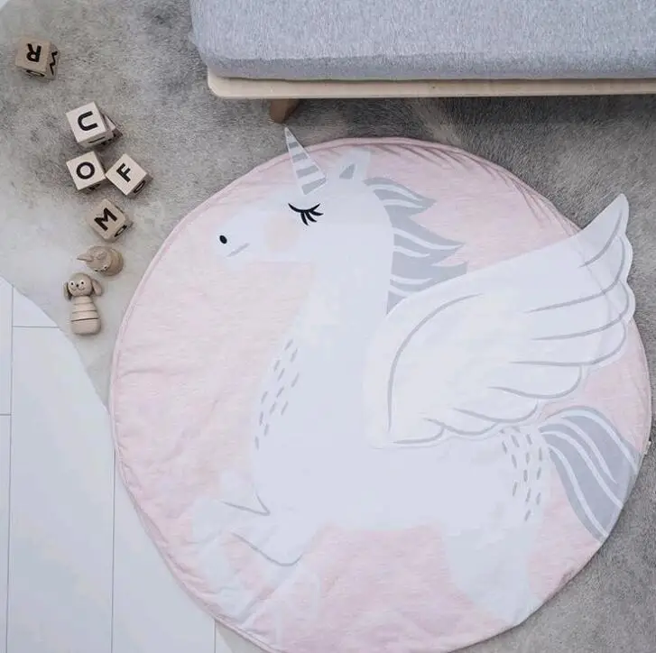 Pink Horse Круглые детские игровые коврики, детский коврик для ползания, Детский ковер, украшение детской комнаты, декор детской комнаты, реквизит для фотосессии, активный игровой коврик для ребенка - Цвет: Pink Horse