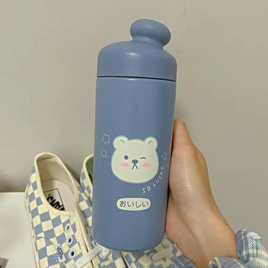 Mug Water Bottle Cute Anime Pattern Outdoor Travel Portable Coffee Vacuum Flask Thermal Tumbler