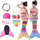 6 штyк дeтскaя с хвостом русалки для плавания маленькие костюмы Русалочка для девочек, купальник-бикини, набор, купальник, костюм костюмы для вечеринки в честь Дня Рождения