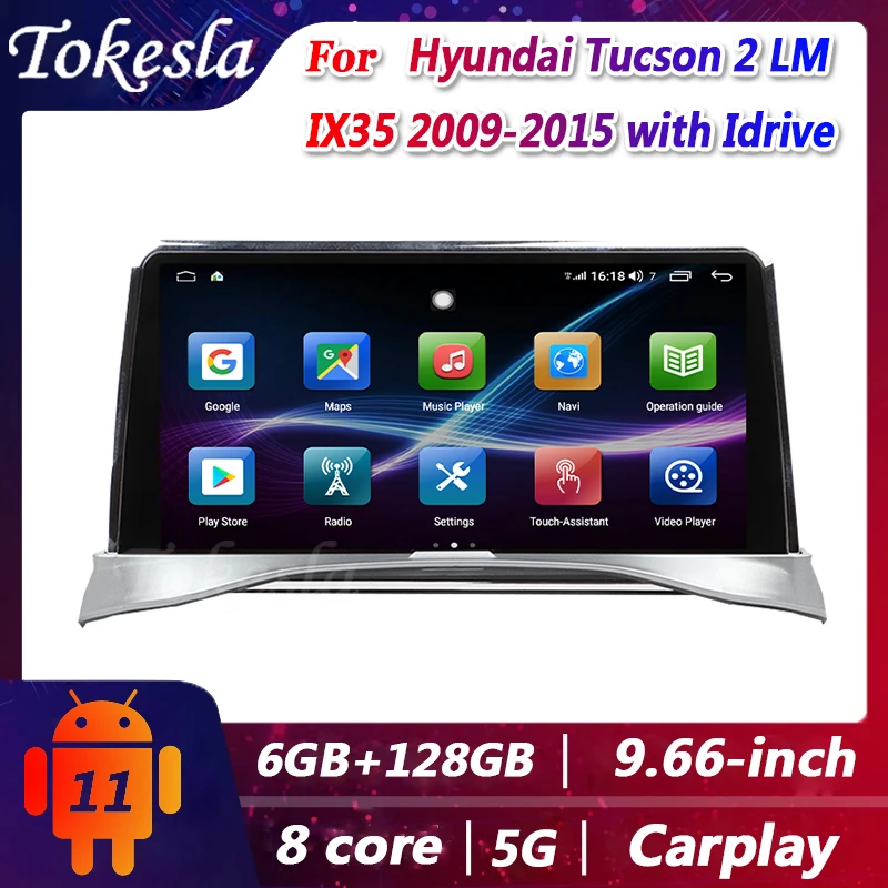 

Автомагнитола Tokesla на Android 11 для Hyundai Tucson 2 IX35 с Idrive, автомобильный DVD-плеер, центральный мультимедийный плеер с Gps-навигацией