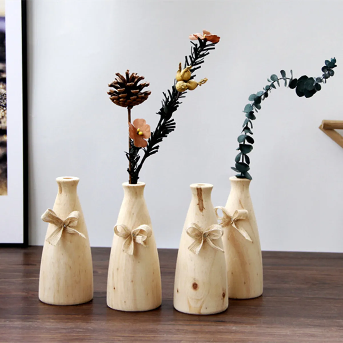 

1PCS Creative Handmade Nordic Pastoral Wooden Vase Home Decoration Simple Modern Desktop Vase (without flowers)