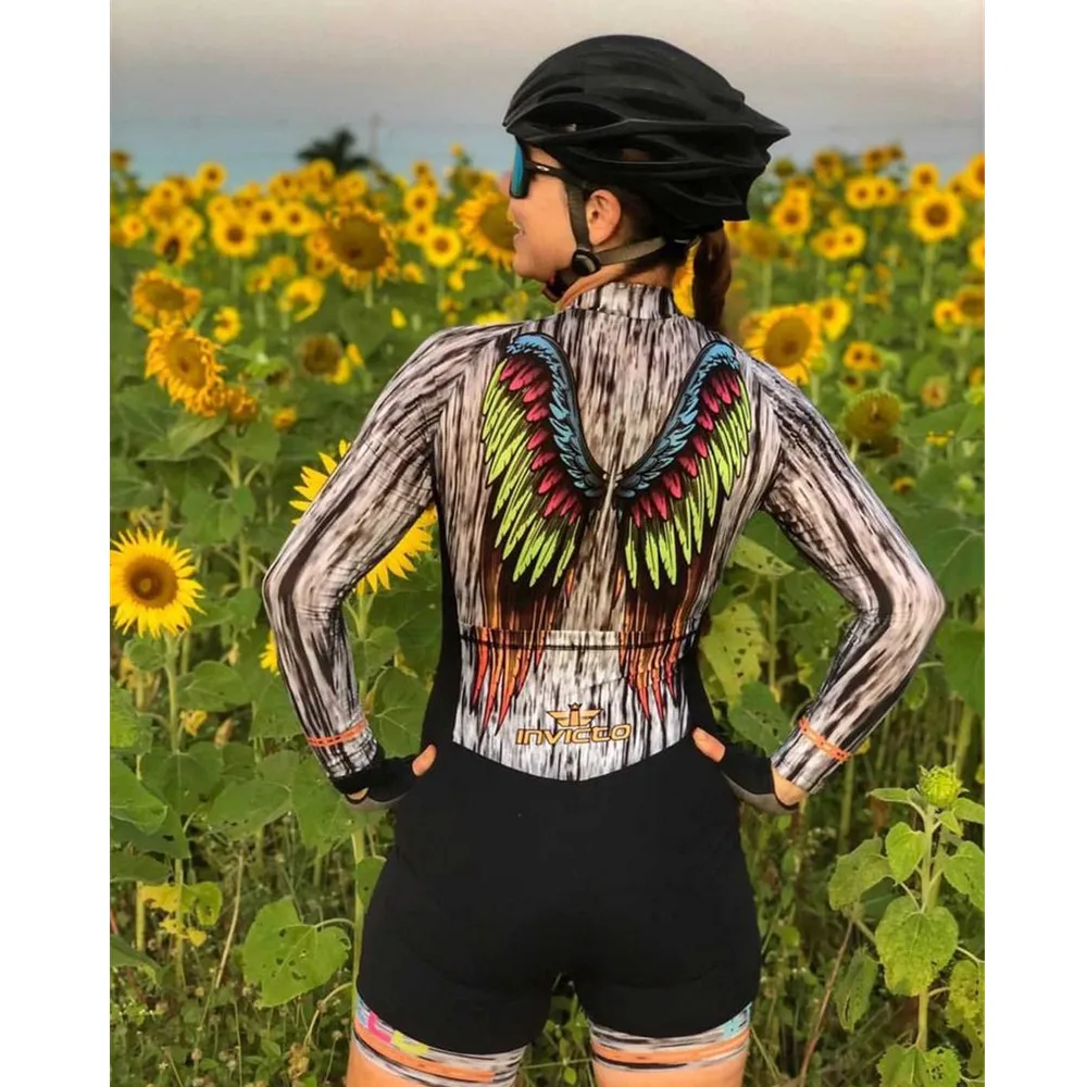 

Invicto Women's Cycling Jumpsuit Roupa Ciclismo Feminina Long Sleeve Bike Monkeys Outdoor Sports Mountain Bike Bicycle Uniform