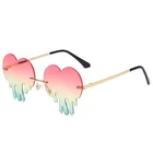 Солнцезащитные очки женские, без оправы, в форме сердца, в стиле стимпанк, 2021