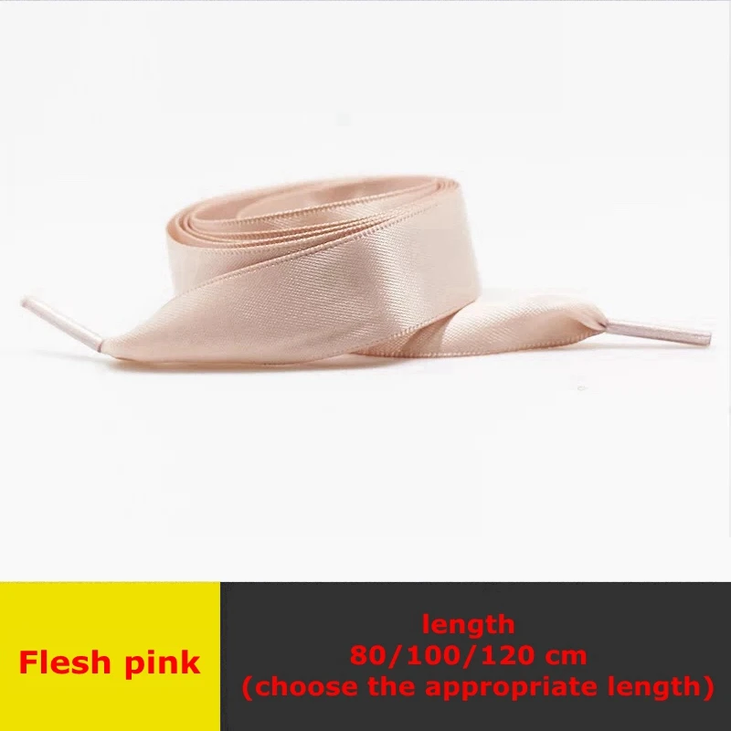 Flesh pink 1 пара атласные шелковые Ленточные шнурки для обуви Женские Романтические белые шнурки для отдыха на открытом воздухе шнурки 80 см/100 см/120 см - Цвет: Flesh pink