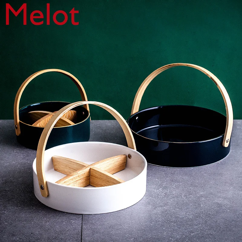 

Creative Fruit Plate Nordic Style Living Room Coffee Table Set Ceramic Candy Plate Personality Dried Fruit Plate Light Luxury