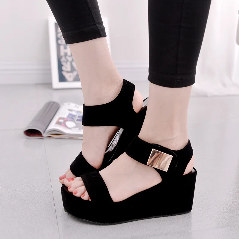 

2019 summer new Korean fashion women's sandals muffin thick bottom high heel wedges fish mouth Roman tide shoes women's shoes