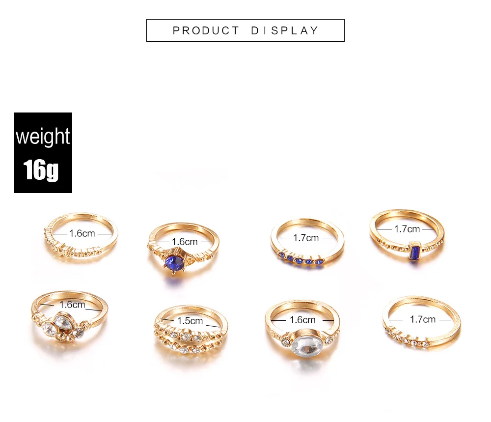 Комплект колец для женщин 8 шт./компл. модные ювелирные украшения в стиле бохо с