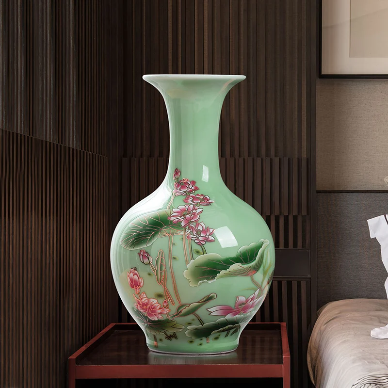 Фарфоровая ваза Jingdezhen с орнаментом Цветочная композиция для гостиной сухие