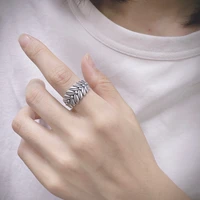 simple 925 sterling silver wheat leaf rings for women vintage adjustable opening finger rings jewelry wholesale 2022 jz017