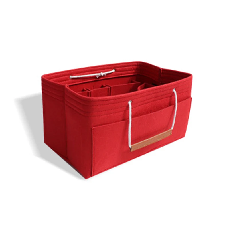 

Multi-Pockets Felt Handbag Organizer Purse High Quality Cosmetic Bags Insert Organizer With Handles For Women Make Up Case Sac