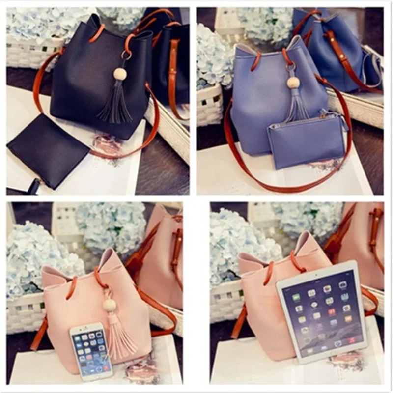 

2021 Fashion Women Bucket Bag Vintage Tassel Messenger Bag High Quality Retro Shoulder Bag Simple Crossbody Bag Tote