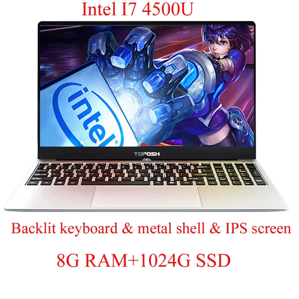 4/8/12/16G Оперативная память ноутбука Intel i7 4500U 15," металлический корпус 1080P Windows 10 двухдиапазонный Wi-Fi, полный раскладка клавиатуры Тетрадь компьютер - Цвет: 8G1024G