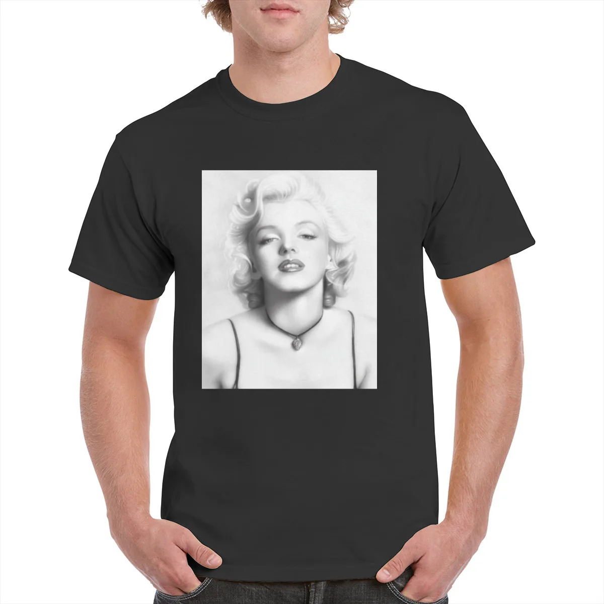 

Black and white Marilyn Monroe Photograph T-Shirt Unisex graphics Tees 100% Cotton Tops Female/Man