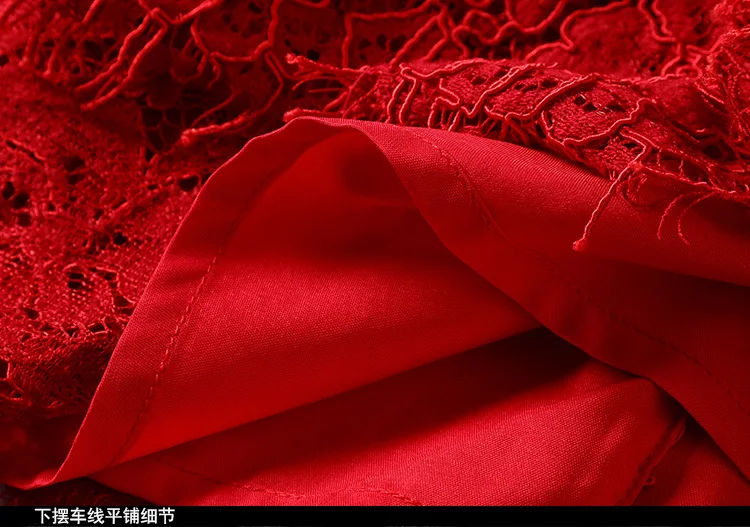 

Fall Spring European Style Womens Flare Full Sleeve Red Lace Dress , Autumn Woman Clothes , 4xl 5xl Elegant Dresses for Women